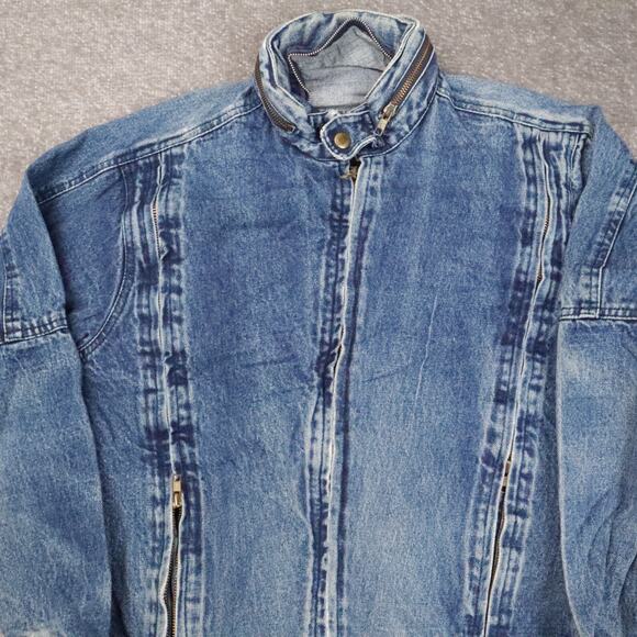 VTG 90s Nino Cerruti Medium Wash Small Blue Denim Long Sleeve Jean Jacket - Picture 7 of 10